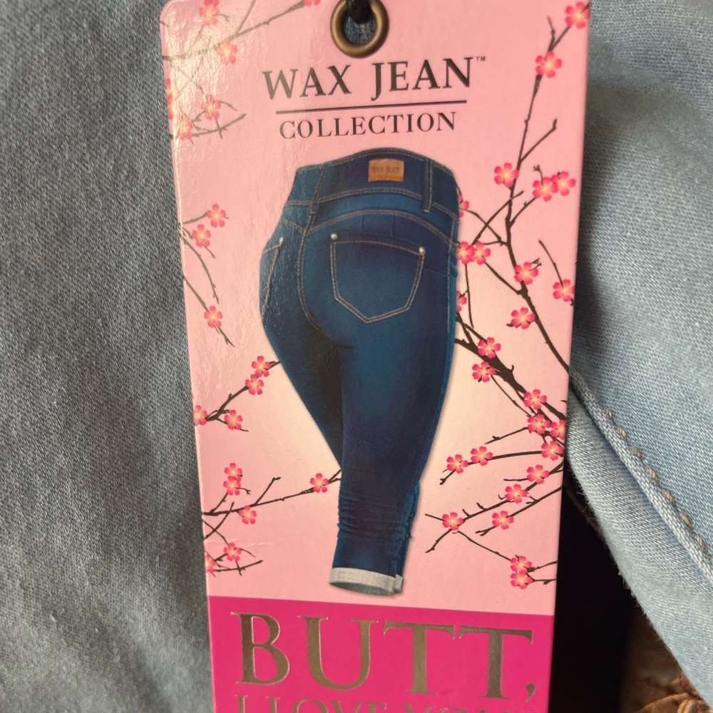 Butt I Love You Capri cut light blue jeans.  Size one